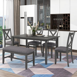 Kitchen Dining Table Set Wooden Rectangular Dining Table, 4 Chairs And Bench Family Furniture by Couch.com
