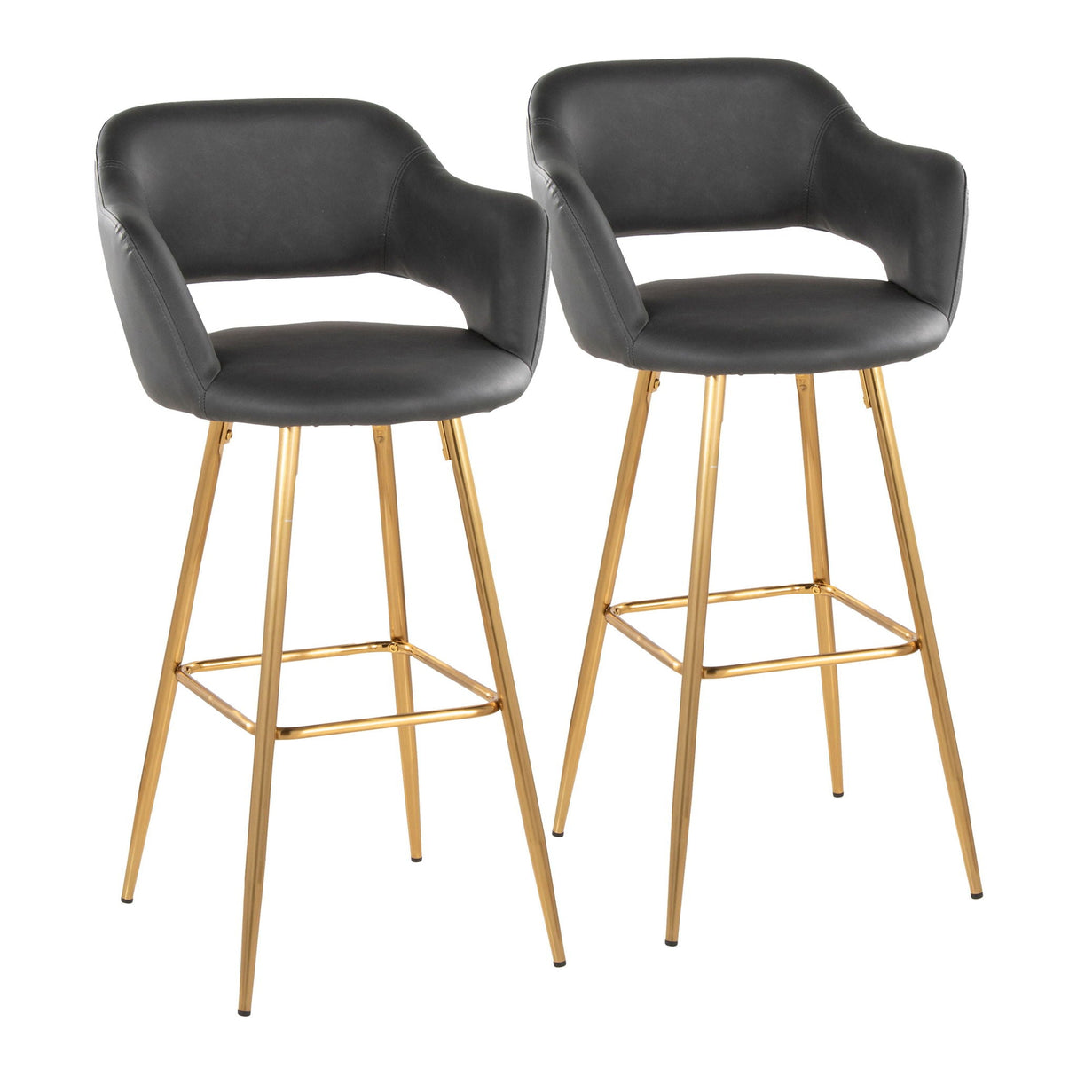 Margarite - Contemporary Fixed Height Barstool With Footrest (Set of 2) With Square by Couch.com