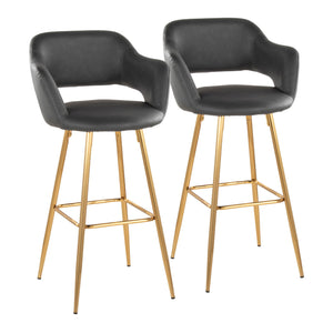 Margarite - Contemporary Fixed Height Barstool With Footrest (Set of 2) With Square by Couch.com