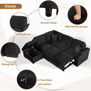 Sleeper Sofa Bed, 2 In 1 Pull Out Sofa Bed L Shape Couch With Storage Ottoman For Living Room, Bedroom Couch And Small Apartment by Couch.com