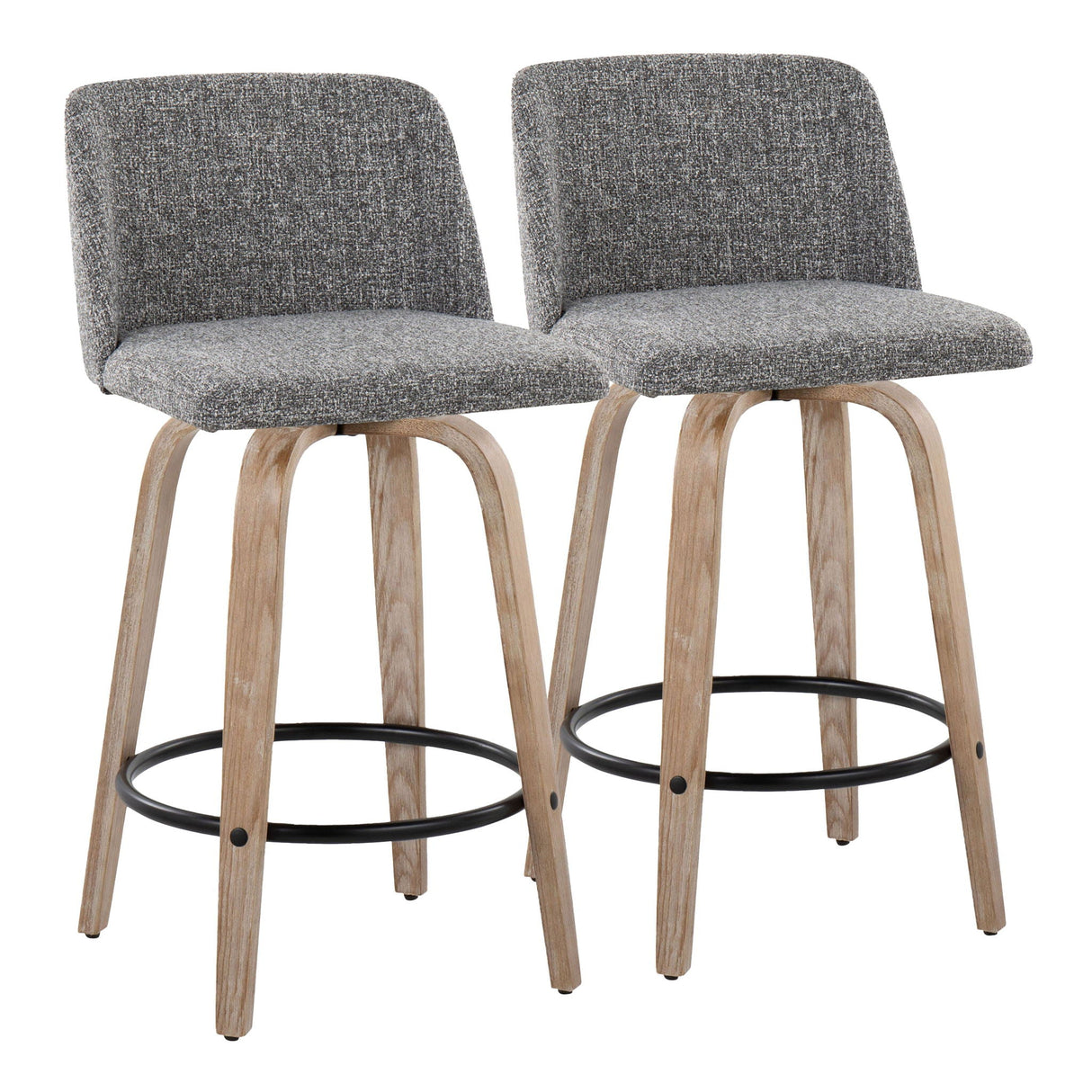 Toriano - Contemporary Fixed-Height Counter Stool & Swivel With Round Footrest (Set of 2) by Couch.com