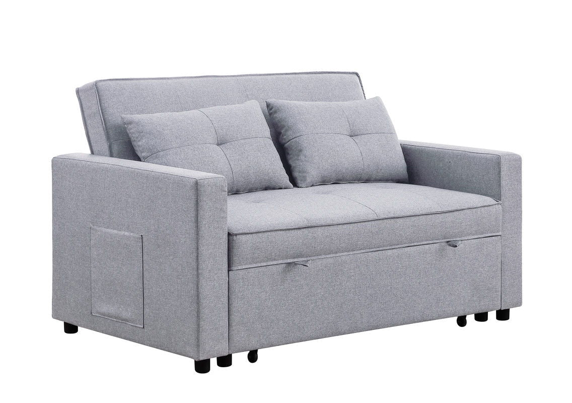 Zoey - Linen Convertible Sleeper Loveseat With Side Pocket by Couch.com
