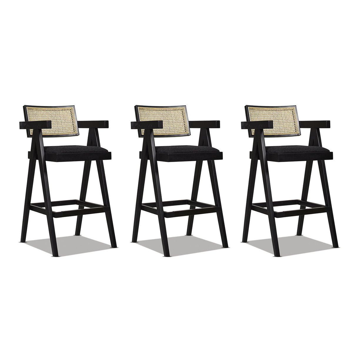 Milan - Modern Webbing Back Stool With Arms (Set of 3) by Couch.com