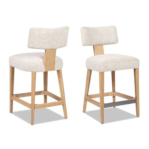 Penny - Round Arched Upholstered Counter Stool (Set of 2) - Travertine Beige by Couch.com