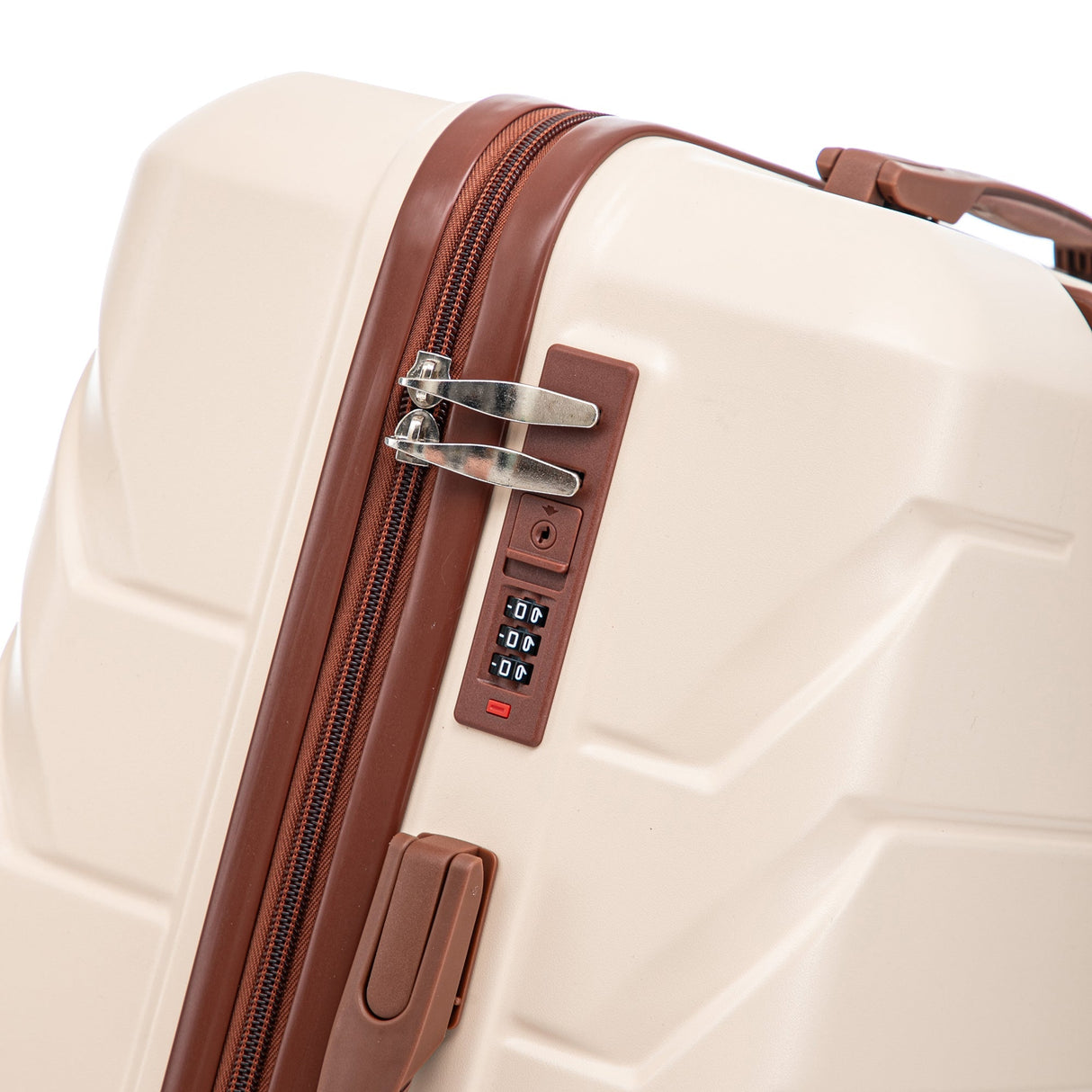 3-Piece ABS Spinner Wheel Luggage Set 20"/24"/28" Beige
