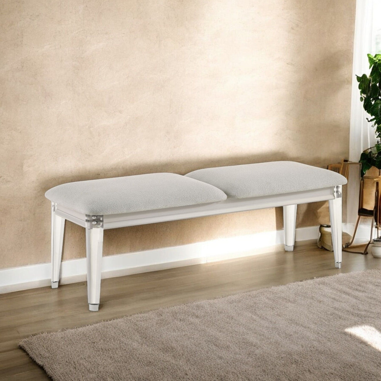 Laveda - Boucle Bench - Light Gray / White by Couch.com