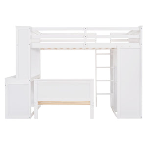 Loft Bed With A Stand Alone Bed, Shelves, Desk, And Wardrobe by Couch.com