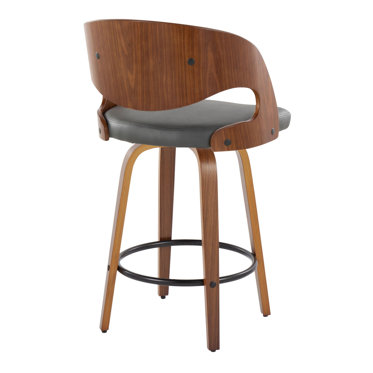 Pino - Mid Century Modern Fixed Height Barstool With Swivel With Round Footrest (Set of 2) by Couch.com