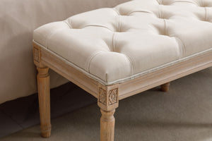 Upholstered Tufted Bench Ottoman, Dining Bench Bedroom Bench Footrest Stool Accent Bench For Entryway Dining Room Living Room - Beige by Couch.com