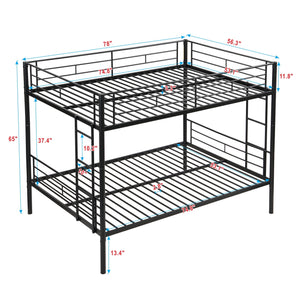 Modern Metal Bunk Bed, Full Over Full, No Box Spring Needed - Black by Couch.com