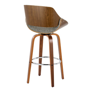 Fabrizzi - Mid Century Modern Fixed Height Barstool With Swivel With Round Footrest (Set of 2) by Couch.com