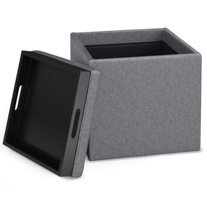 Rockwood - Upholstered Cube Storage Ottoman With Tray by Couch.com