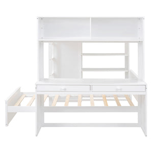 Loft Bed With A Twin Size Standalone Bed, Shelves, Desk, And Wardrobe by Couch.com