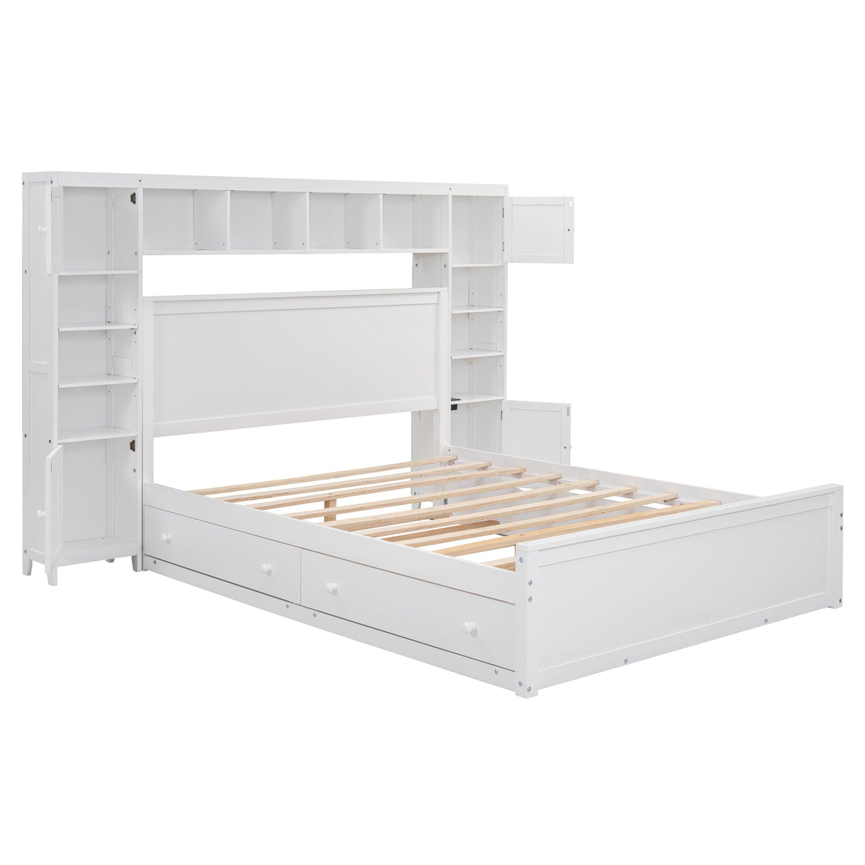 Bed With All In One Cabinet, Shelf And Sockets, Twin Long Trundle by Couch.com