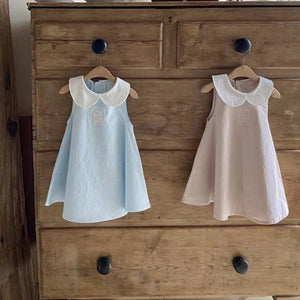 Summer Baby Lace Patch Doll Collar Sleeveless Romper Dress