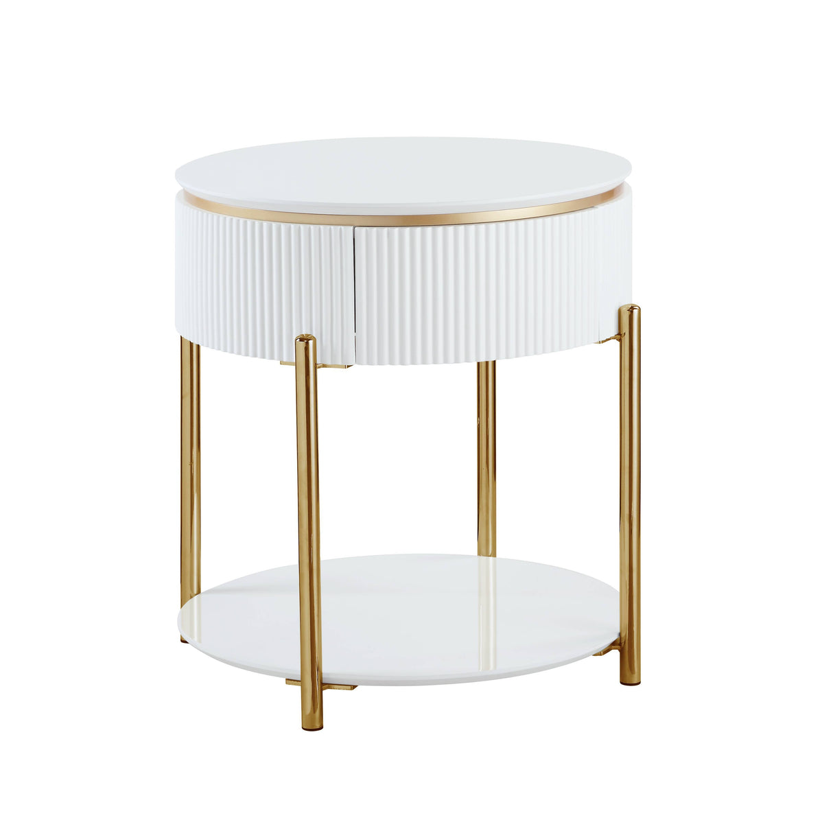 Daveigh - High Gloss End Table - Gold / White by Couch.com