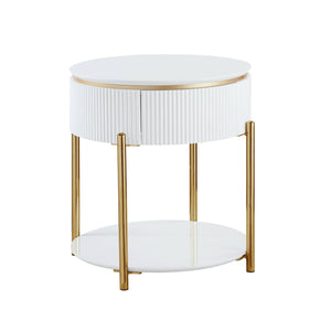 Daveigh - High Gloss End Table - Gold / White by Couch.com