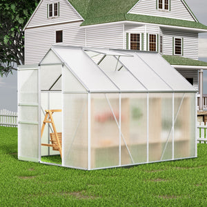 Walk-In Polycarbonate Greenhouse & Roof Vent, Sliding Doors, Aluminum Hobby Hot House For Outdoor by Couch.com