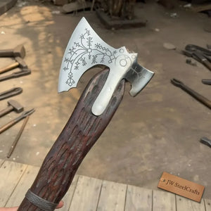Engraved Leviathan Axe Replica with Carved Wood Handle