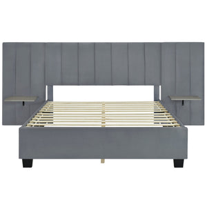 Upholstered Platform Bed With Big Headboard by Couch.com
