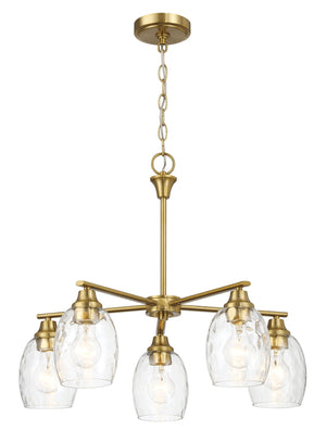 Elegance 5 Lights Linear Arms With Chain Chandelier - Clear / Gold by Couch.com