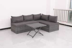 Couch.com Patio Sofa With Cushions Gray, Durable Design, Weather-Resistant, Rattan Construction, Dark Gray Finish by Couch.com