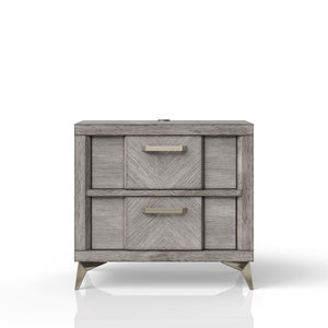 2 Drawer Night Bookmatched Veneers - Gray by Couch.com