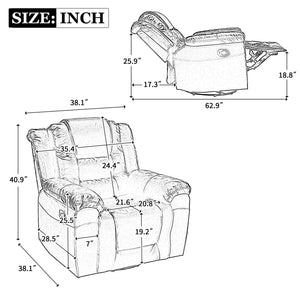 360° Swivel And Rocking Home Theater Recliner Manual Recliner Chair With Wide Armrest For Living Room by Couch.com