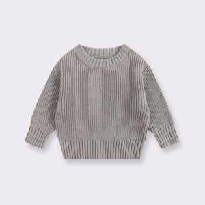Simple Solid Color Girls' Round Neck Base Knitwear