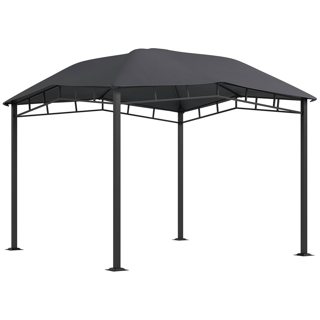 Outsunny - 10' x 10' Soft Top Patio Gazebo Outdoor Canopy With Unique Geometric Design Roof, All-Weather Steel Frame - Gray by Couch.com