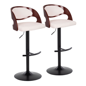 Pino - Mid Century Modern Adjustable Barstool With Swivel With Rounded T Footrest (Set of 2) by Couch.com