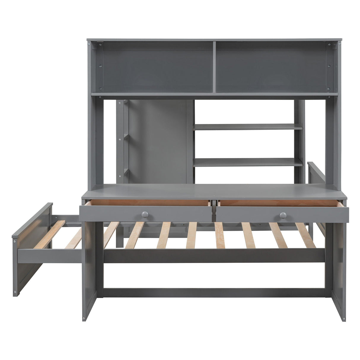 Loft Bed With A Twin Size Standalone Bed, Shelves, Desk, And Wardrobe by Couch.com