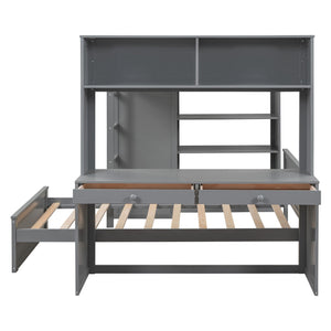 Loft Bed With A Twin Size Standalone Bed, Shelves, Desk, And Wardrobe by Couch.com