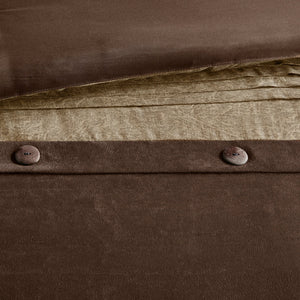 7 Piece Faux Suede Comforter Set Brown Queen