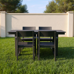 5 Piece Outdoor Dining Set with Umbrella Hole and 4 Armrest Chairs