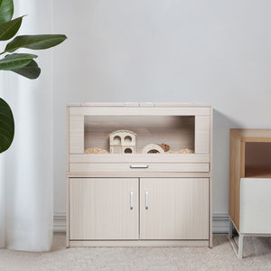 Guinea Pig Cages, Hamster Cage Wood With Independent Storage Cabinet, House For Rat Chinchilla With Guinea Pig Hutch And Bridge, Openable Top With Acrylic Sheets by Couch.com