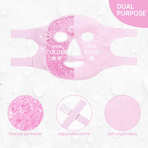 Face Eye Mask Ice Pack for Reducing Puffiness, Bags Under Eyes, Puffy Dark Circles, Migraine,Hot/Cold Pack with Soft Plush Backing (Pink #19) Pink #19