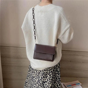 Chain Design Trendy Lady Bags Mini Pu Leather Flap Bags for Women Shoulder Handbag Female Fashion Cross Body Bag with Lid