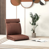 Folding Floor Chair with 14-Poistion Adjustable Backrest and 5-Position Adjustable Headrest-Brown