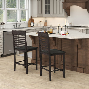 Dining Chair Set of 2 with Footrests and Solid Wood Frame-Gray
