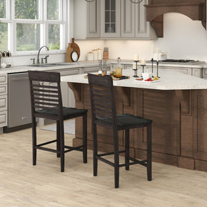 Dining Chair Set of 2 with Footrests and Solid Wood Frame-Gray