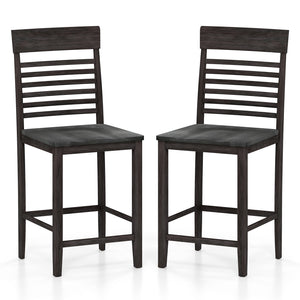 Dining Chair Set of 2 with Footrests and Solid Wood Frame-Gray