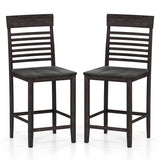Dining Chair Set of 2 with Footrests and Solid Wood Frame-Gray