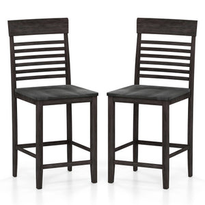 Dining Chair Set of 2 with Footrests and Solid Wood Frame-Gray