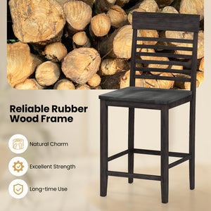 Dining Chair Set of 2 with Footrests and Solid Wood Frame-Gray