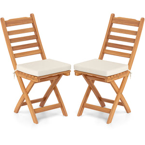 Patio Folding Chairs Set of 2 with Soft Seat Cushion-A