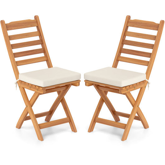 Patio Folding Chairs Set of 2 with Soft Seat Cushion-A