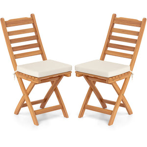 Patio Folding Chairs Set of 2 with Soft Seat Cushion-A