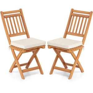 Patio Folding Chairs Set of 2 with Soft Seat Cushion-B