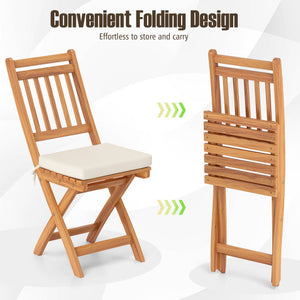 Patio Folding Chairs Set of 2 with Soft Seat Cushion-B